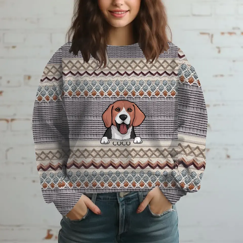 Personalized Knitting Dog Custom Name Dog Lovers Gift Knitting Sweatshirt 3D Printed HN231322