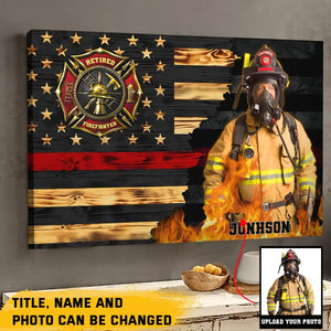 Personalized Upload Your US Firefighter Photo Canvas Printed TQTKH231337