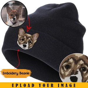 Personalized Upload Your Dog Photo Dog Embroidered Beanie Printed KVH231350