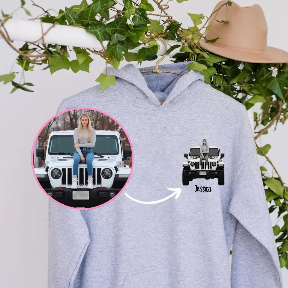 Personalized Upload Your Photo Jeep Girl Hoodie 2D Printed LVA231361