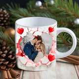 Personalized Upload Your Photo Couple Heart Shape White Mug Printed VQ231369