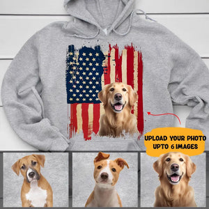 Personalized Upload Your Dog Photo US Flag Background Hoodie 2D Printed KVH231362