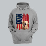 Personalized Upload Your Dog Photo US Flag Background Hoodie 2D Printed KVH231362