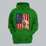 Personalized Upload Your Dog Photo US Flag Background Hoodie 2D Printed KVH231362