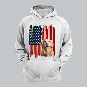 Personalized Upload Your Dog Photo US Flag Background Hoodie 2D Printed KVH231362