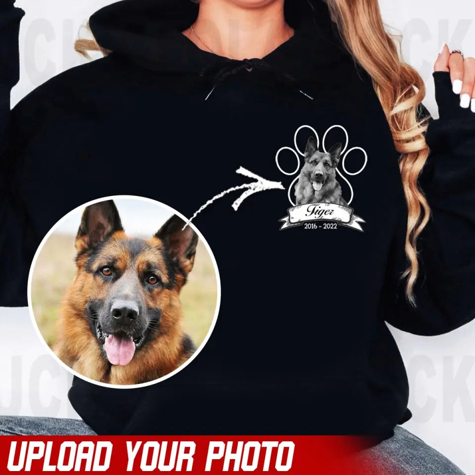 Personalized Upload Your Photo Custom Name & Time Dog Paw Hoodie 2D Printed VQ231379