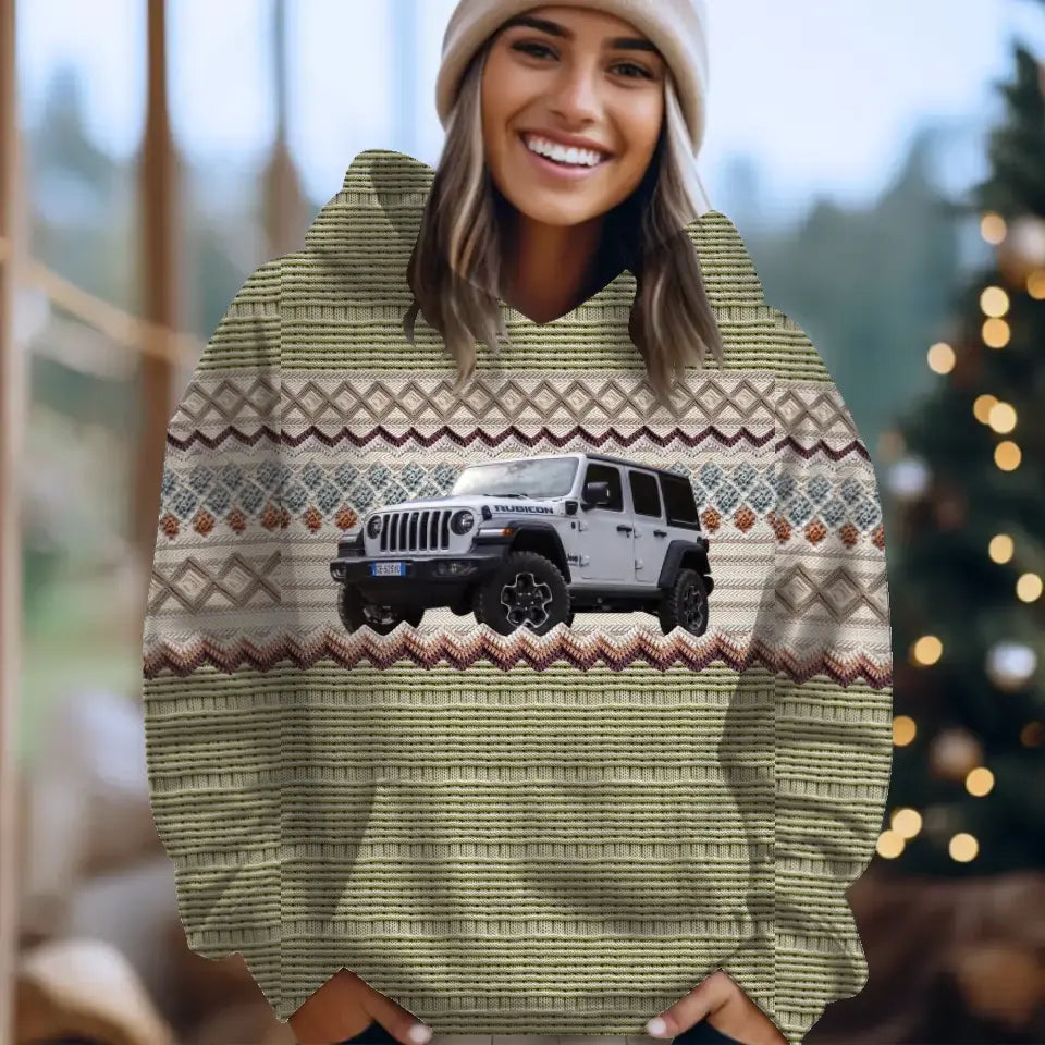 Personalized Upload Your Photo Jeep Knitting Hoodie 3D Printed HN231395