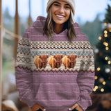 Personalized Upload Your Highland Cattle Photo Gift For Farmers Knitting Hoodie 3D Printed HN231393