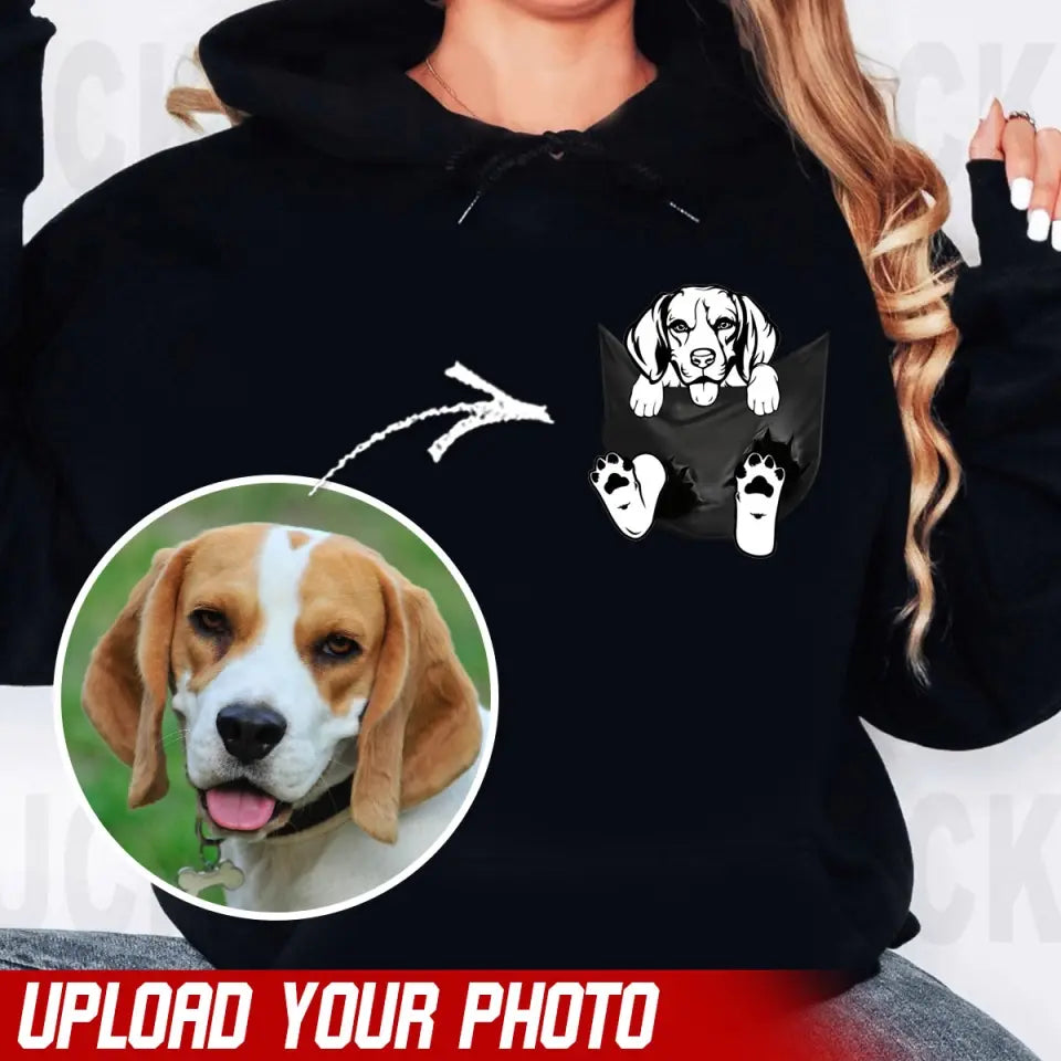 Personalized Upload Your Photo Dog Torn Hole Hoodie 2D Printed VQ231408