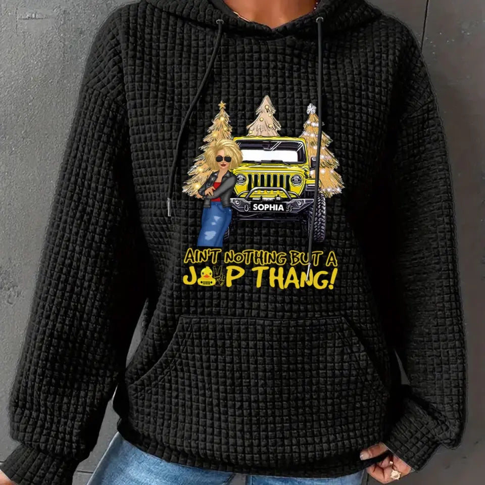 Personalized Christmas Ain't Nothing But A Jeep Thang Hooded Plaid Solid 2D Printed QTVQ1400