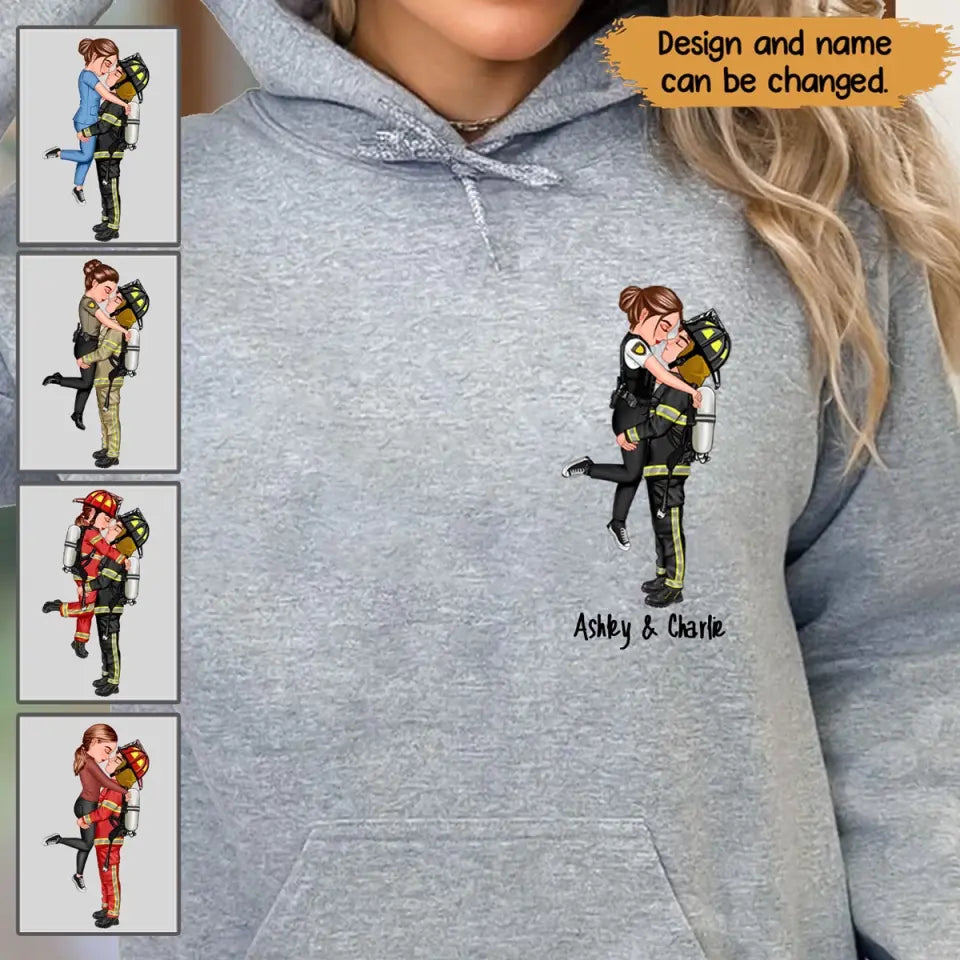 Personalized Couple Firefighter Custom Name Hoodie 2D Printed VQ231416