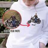 Personalized Upload Your Photo Woman Biker Hoodie 2D Printed KVH231419