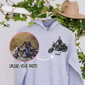 Personalized Upload Your Photo Woman Biker Hoodie 2D Printed KVH231419