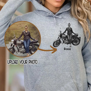 Personalized Upload Your Photo Woman Biker Hoodie 2D Printed KVH231419