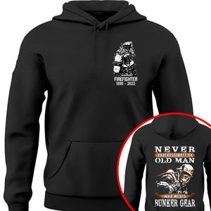 Personalized Never Underestimate An Old Man Who Wears Bunker Gear Firefighter Custom Time Hoodie 2D Printed QTVQ1428