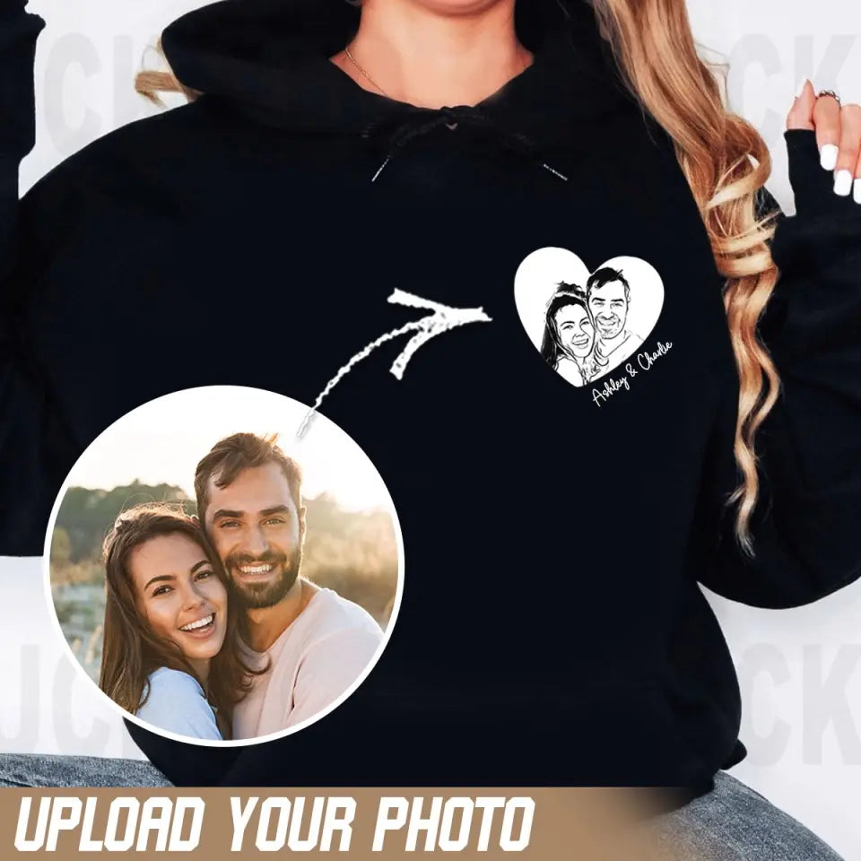 Personalized Upload Your Photo Couple Custom Name Couple Hoodie 2D Printed VQ231434