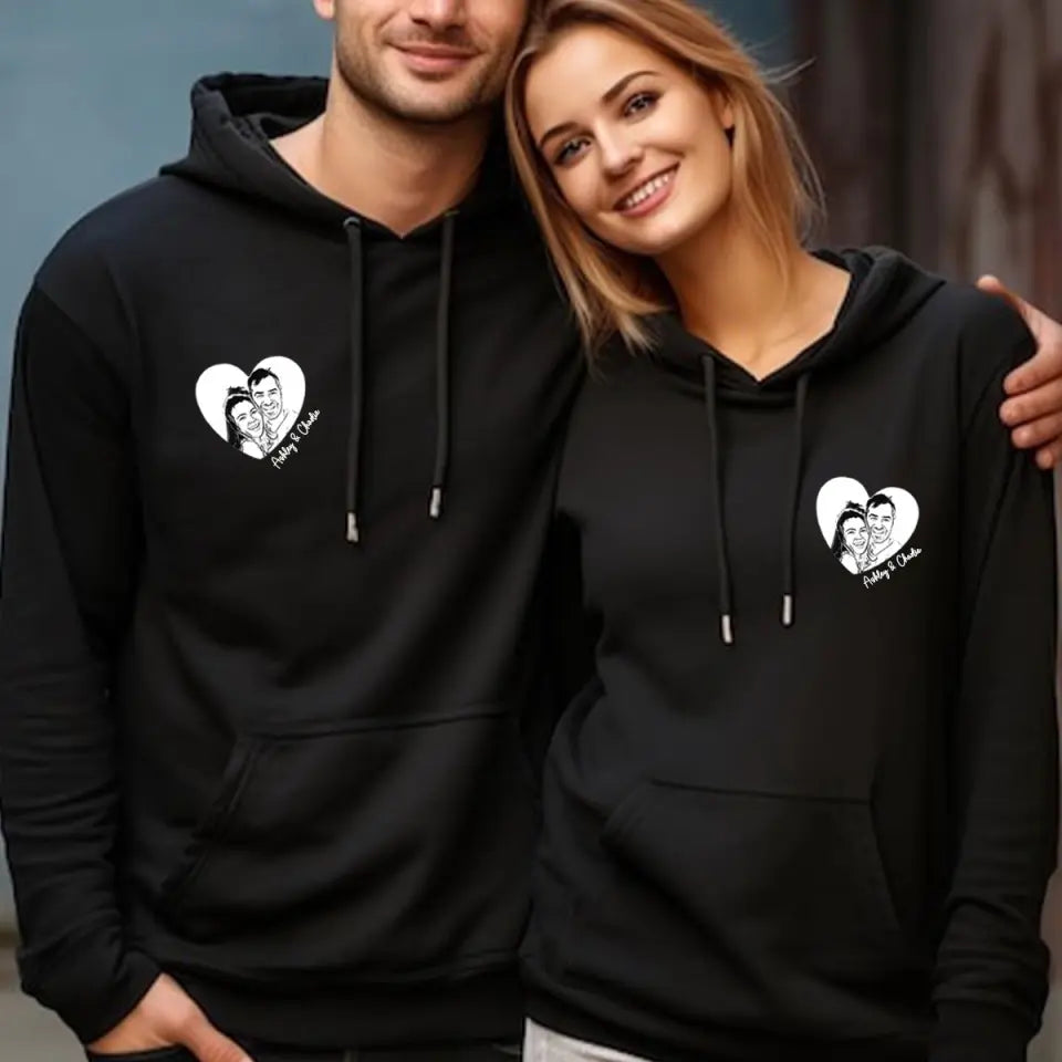 Personalized Upload Your Photo Couple Custom Name Couple Hoodie 2D Printed VQ231434