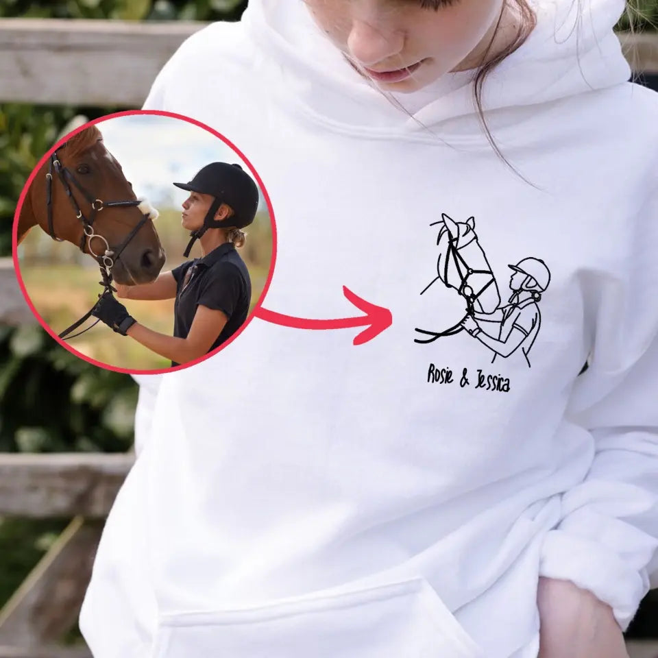 Personalized Upload Your Photo Horse Lovers Gift Outline Hoodie 2D Printed LVA231449