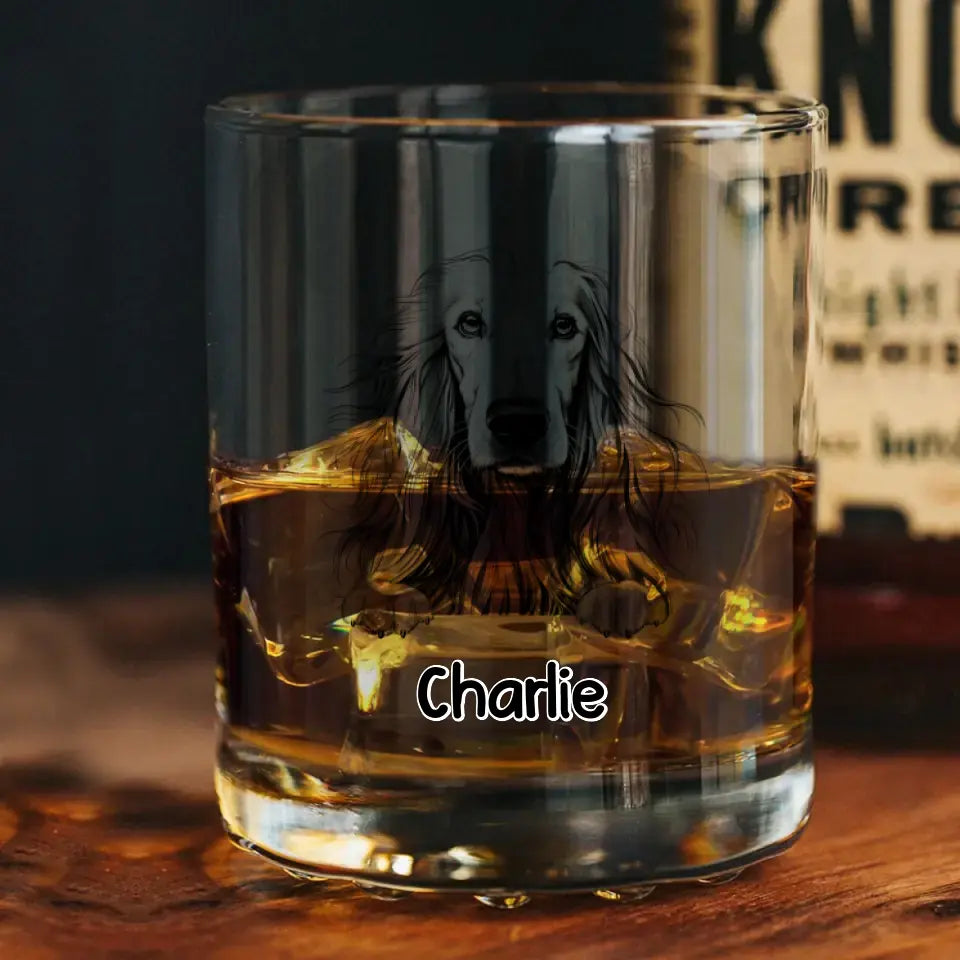 Personalized Dog Black-White Custom Name Whiskey Glass 3D Printed KVH231450