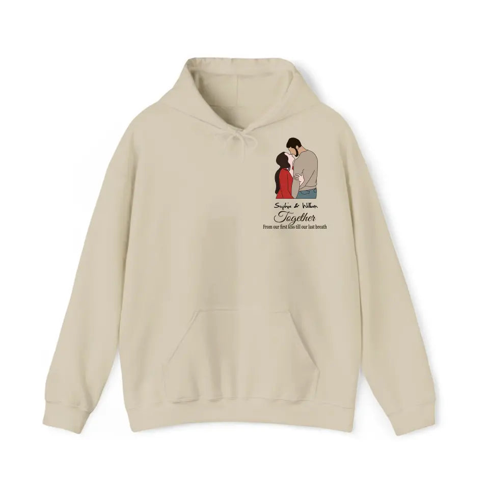 Personalized Upload Your Photo Together From Our First Kiss Till Our Last Breath Couple Gift Hoodie 2D Printed QTLVA231465