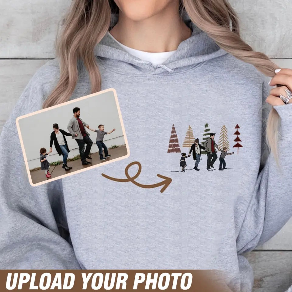 Personalized Upload Your Family Photo Christmas Tree Hoodie 2D Printed MTVQ231467