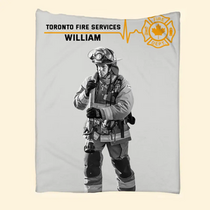 Personalized Upload Your Canadian Firefighter Photo Custom Name Sherpa or Fleece Blanket Printed QTKVH231473