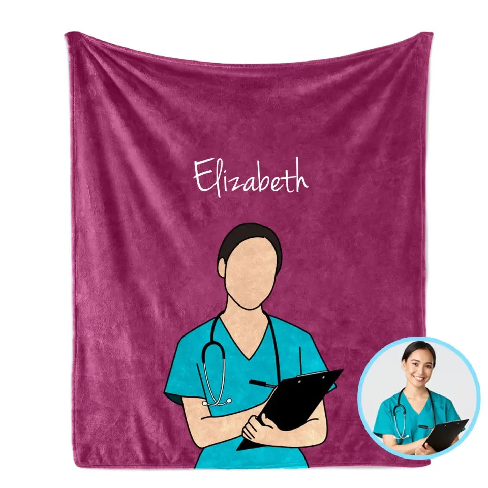 Personalized Upload Your Photo Nurse Custom Name Sherpa or Fleece Blanket Printed LVA231477