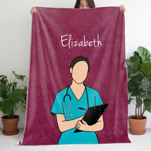 Personalized Upload Your Photo Nurse Custom Name Sherpa or Fleece Blanket Printed LVA231477