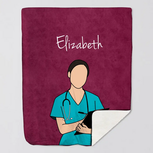 Personalized Upload Your Photo Nurse Custom Name Sherpa or Fleece Blanket Printed LVA231477