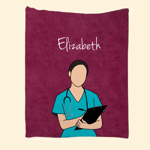 Personalized Upload Your Photo Nurse Custom Name Sherpa or Fleece Blanket Printed LVA231477