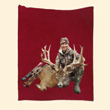 Personalized Upload Your Photo Deer Hunting Sherpa or Fleece Blanket Printed HN231476