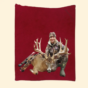 Personalized Upload Your Photo Deer Hunting Sherpa or Fleece Blanket Printed HN231476