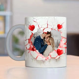 Personalized Upload Your Photo Couple Heart Shape White Mug Printed VQ231369