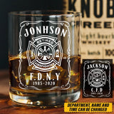 Personalized Retired Firefighter Custom Name & Time Whiskey Glass Printed QTKVH231485