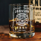 Personalized Retired Firefighter Custom Name & Time Whiskey Glass Printed QTKVH231485