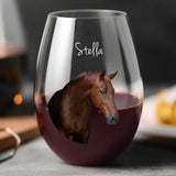 Personalized Upload Your Horse Photo Horse Lovers Gift Wine Glasses Printed KVH231489