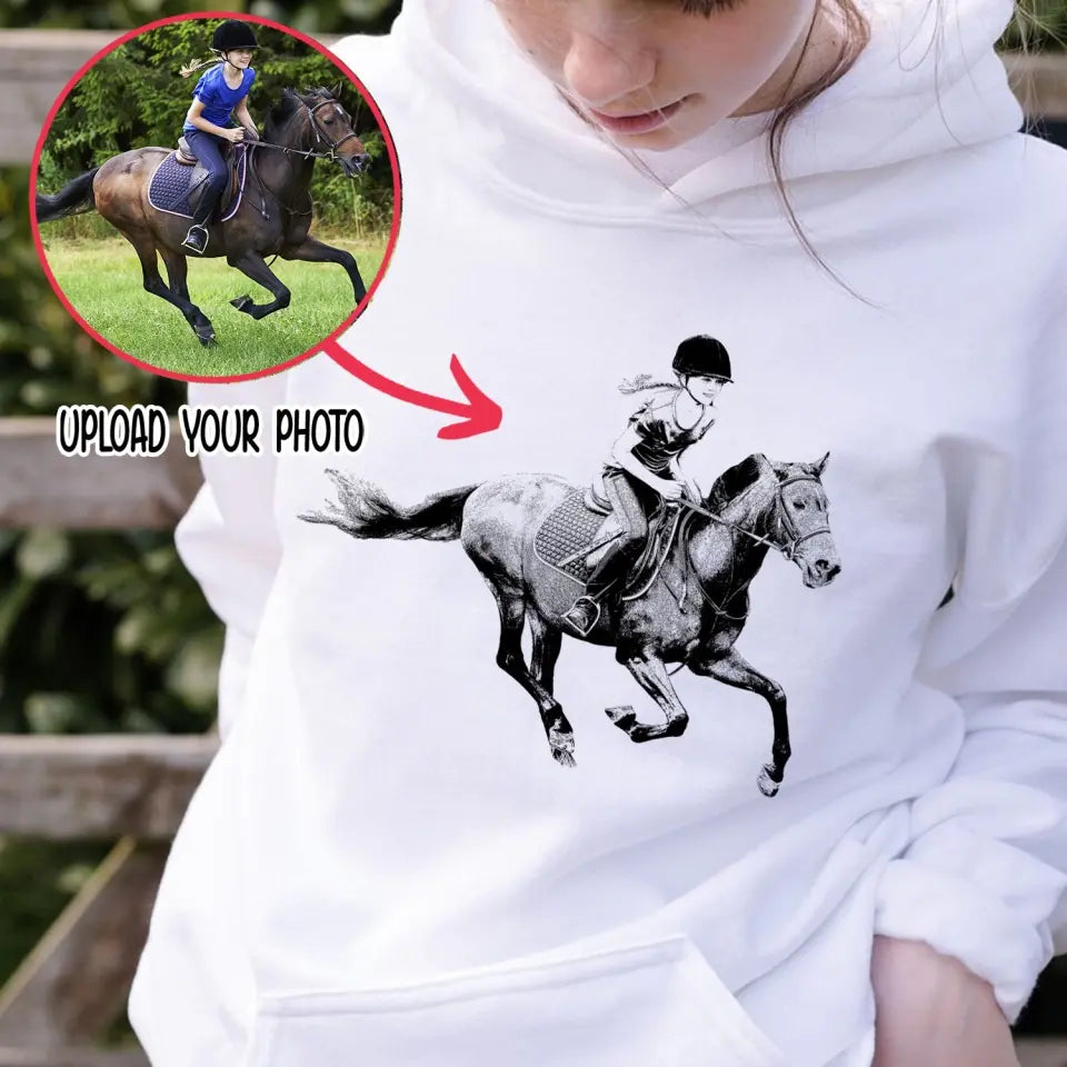 Personalized Upload Your Photo Riding Horse Hoodie 2D Printed KVH231496