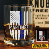 Personalized Thin Red Line US Firefighter Custom Name Whiskey Glass Printed QTLVA231497