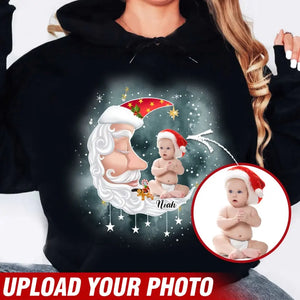 Personalized Upload Your Photo Santa Moon Christmas Gift Hoodie 2D Printed VQ231509