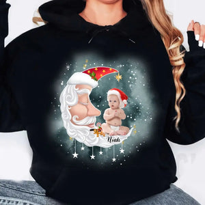 Personalized Upload Your Photo Santa Moon Christmas Gift Hoodie 2D Printed VQ231509