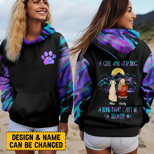 Personalized A Girl And Her Dog A Bond That Can't Be Broken Hoodie 3D Printed LVA231513