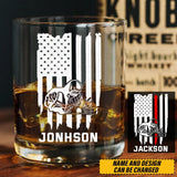 Personalized Thin Red Line Welder Custom Name Whiskey Glass Printed QTKVH231512