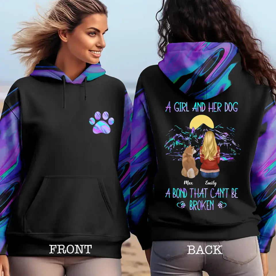 Personalized A Girl And Her Dog A Bond That Can't Be Broken Hoodie 3D Printed LVA231513