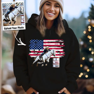 Personalized Upload Your Photo Rodeo US Flag Background Hoodie 2D Printed HN231519