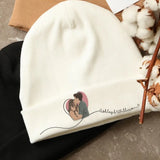 Personalized Upload Your Photo Couple Custom Name Embroidered Beanie Printed VQ231557