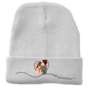 Personalized Upload Your Photo Couple Custom Name Embroidered Beanie Printed VQ231557