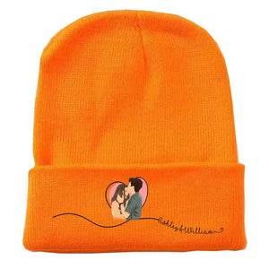 Personalized Upload Your Photo Couple Custom Name Embroidered Beanie Printed VQ231557