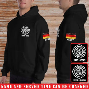 Personalized Germany Retired Firefighter Custom Name & Time Hoodie 2D Printed VQ231585