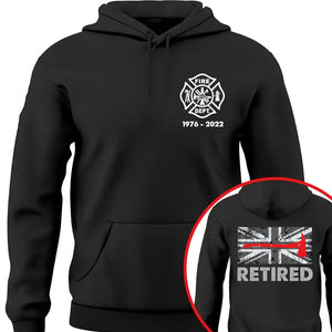 Personalized UK Retired Firefighter Custom Time Hoodie 2D Printed VQ231594