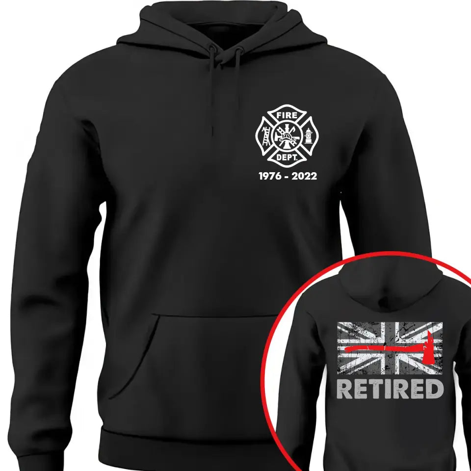 Personalized UK Retired Firefighter Custom Time Hoodie 2D Printed VQ231594